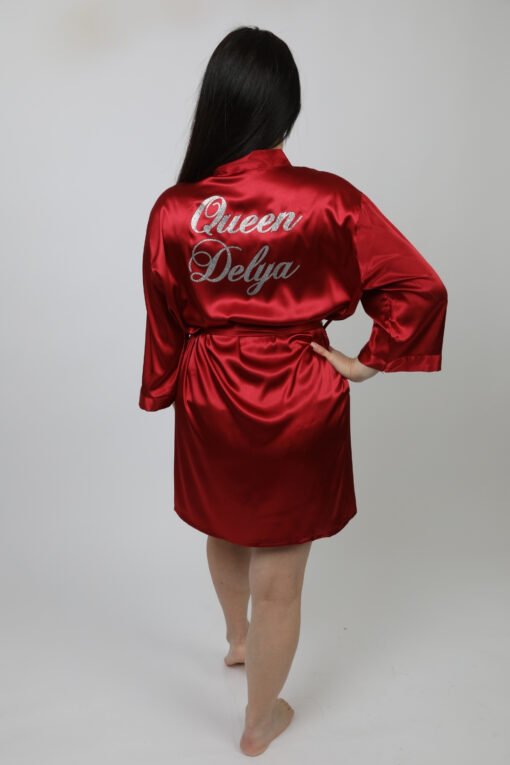 one-size-fits-all red satin bathrobe