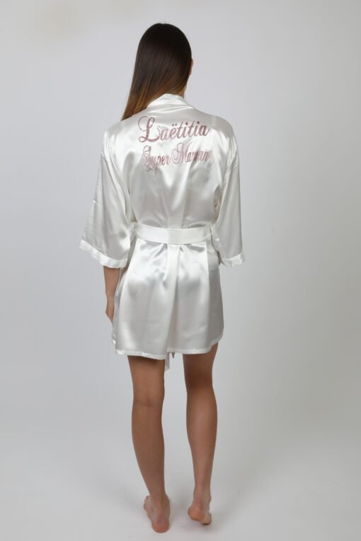 one-size white personalised satin bathrobe