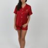 Pyjama short et chemise rouge personalisé