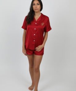 Pyjama short et chemise rouge personalisé