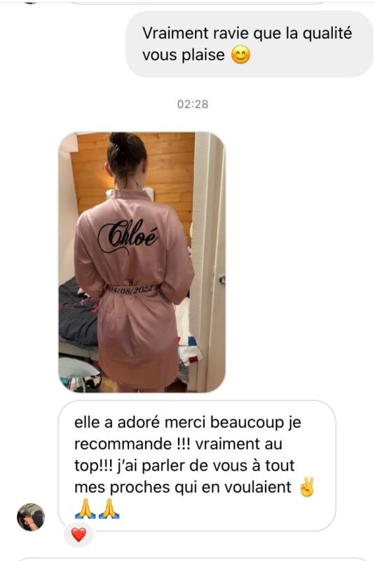 avis client sur peignoir personnalisé pour un cadeau saint valentin