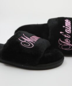 Personalised black slippers