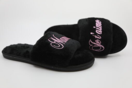 Personalised black slippers