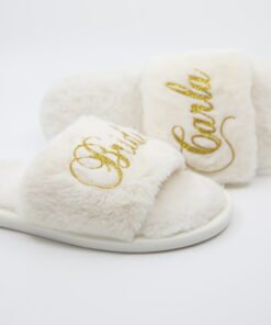 Personalised white pearl slippers