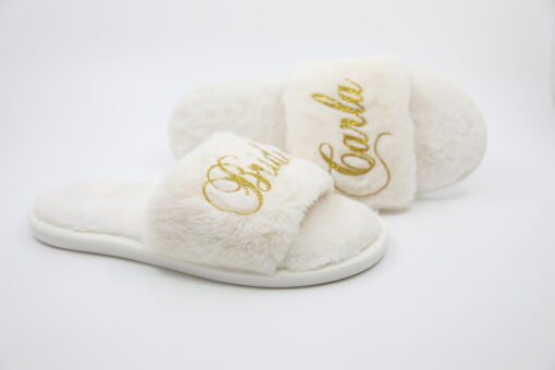 Personalised white pearl slippers