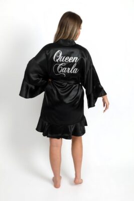 Personalised Froufrou black bathrobe